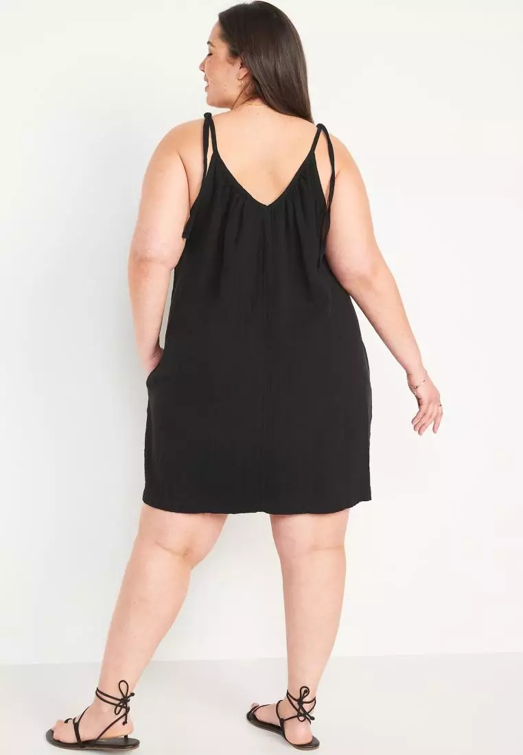 Tie-Shoulder Mini Cami Swing Dress for Women