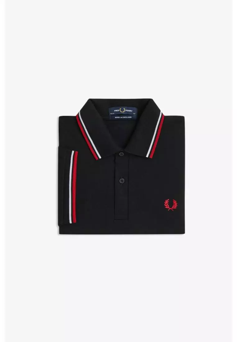Fred Perry M12 Twin Tipped Fred Perry Shirt (Black / White / Bright Red)