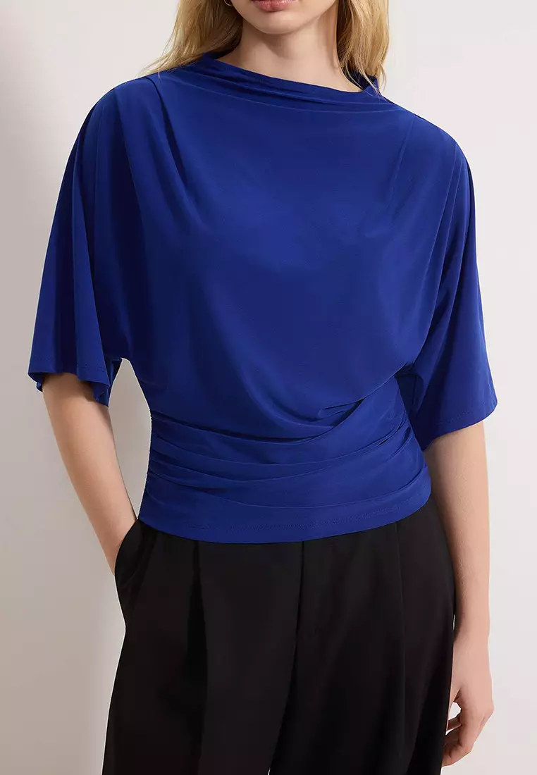 Boat Neck Batwing Sleeve Blouse