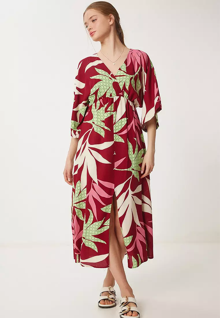 Wrap Patterned Summer Viscose Dress