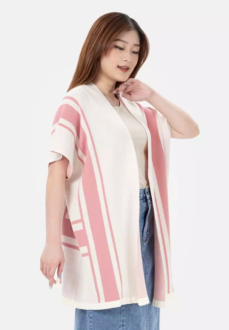 Gio Pattern Knit Cardigan in Pink