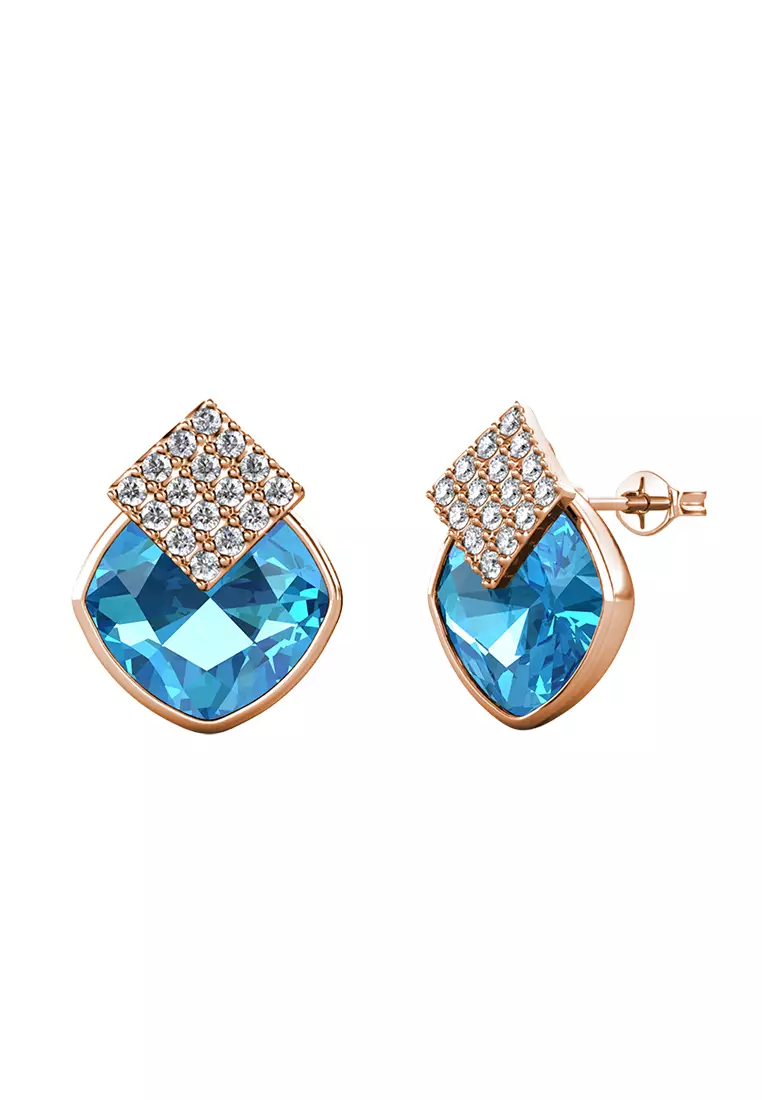 Diamond Lucid Earring Blue RG - Anting Crystal Swarovski by Her Jewellery