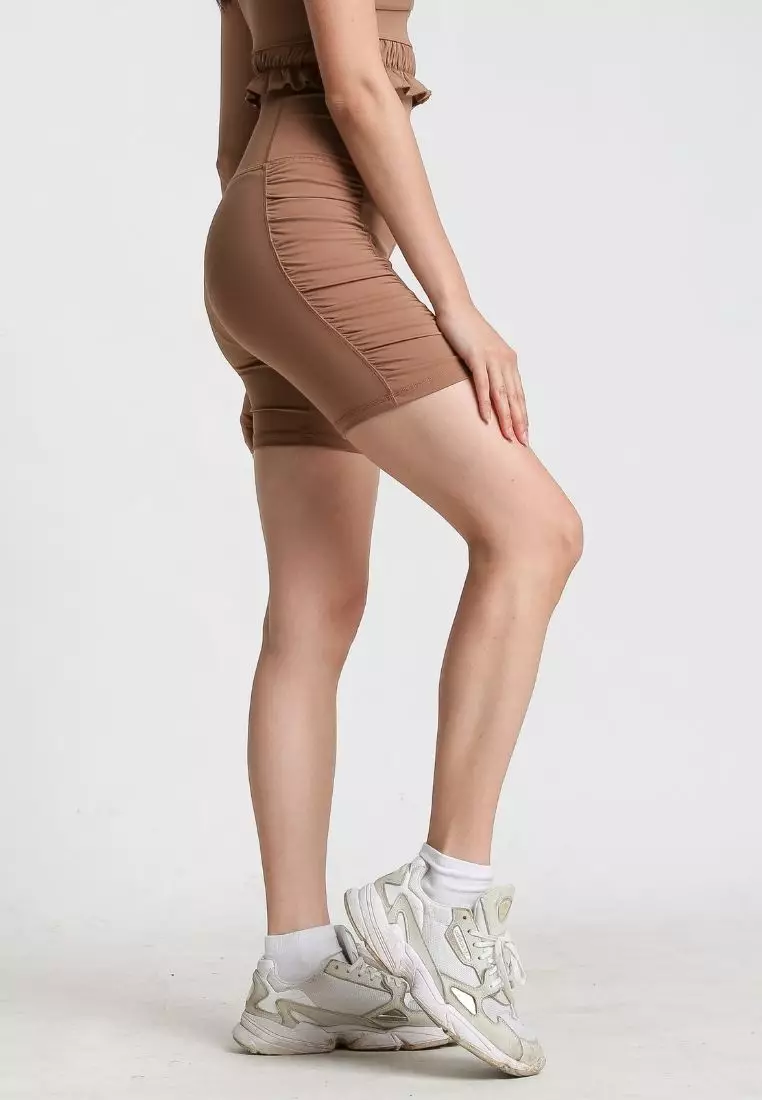 NAKD Lux Sueded Ruched Biker Shorts