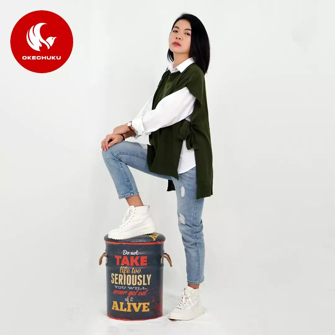 OKECHUKU Andien Knit Vest Korean Style Rompi Rajut Wanita Polos Vest Tali Outer Hijab