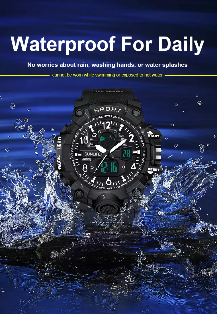 Jam Tangan Pria Original Analog&Digital Olahraga Anti Air Casual Jam Tangan Cowok allblack