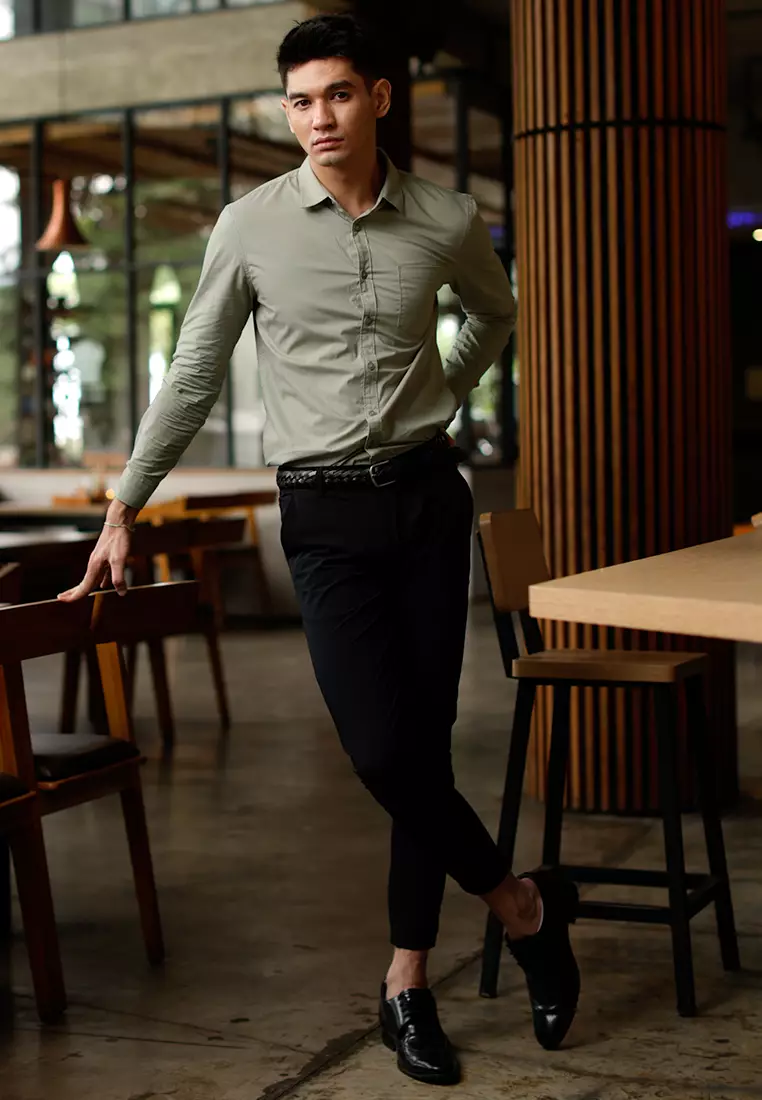 Oxcon Long Sleeve Business Shirt soft cotton Sage