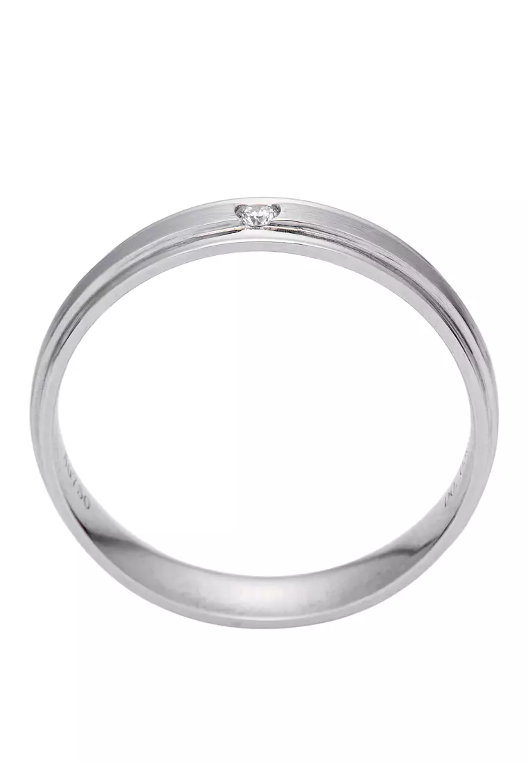 LITZ 18K 白金鑽石戒指 C-WB0035