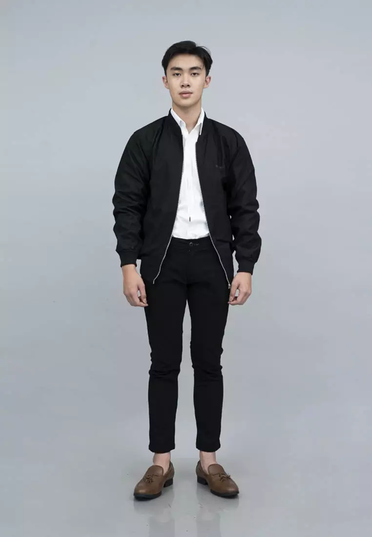 Houseofcuff Jaket Bomber Polos Windbreaker Hitam