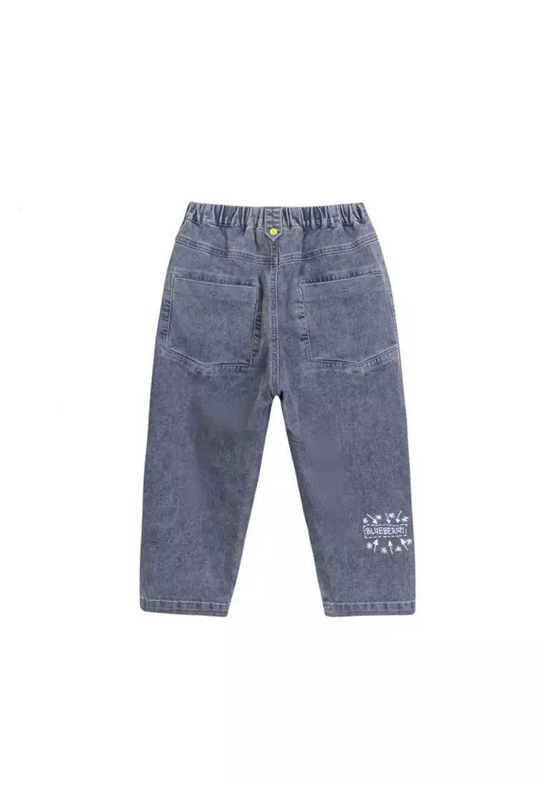 Denim Jeans With Cartoon And Letter Print