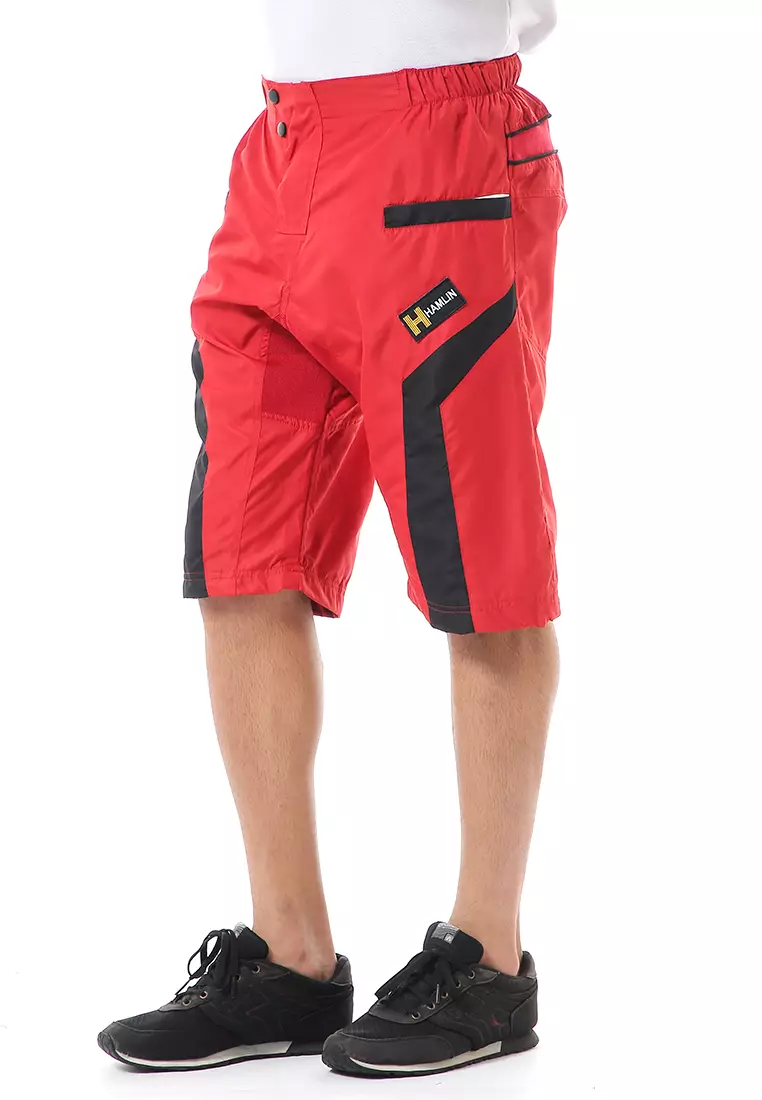 Grissham Celana Pendek Pria Short Pants Kasual Motif List Material Parasut ORIGINAL - Red