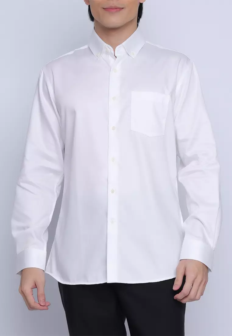 Slim Fit Plain Button Down Collar