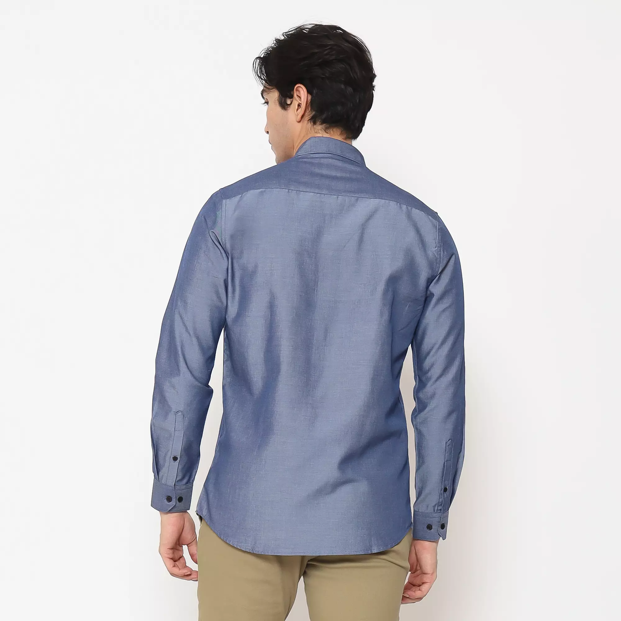 MAGINOT Kemeja Pria Basic Polos Panjang DENIM BLUE