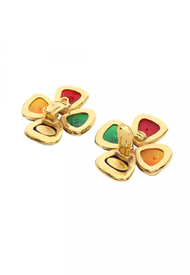Pre-Loved Chanel earrings GP colored stones gold multicolor 26