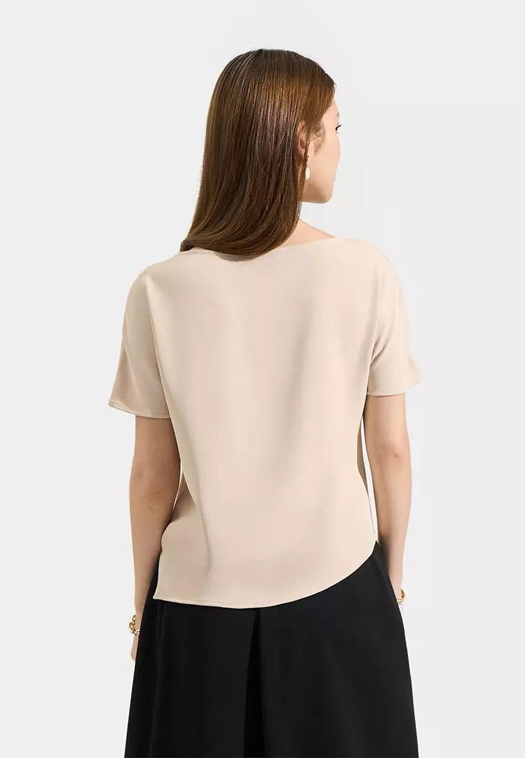 Asymmetrical Blouse with Draped Waist Detail