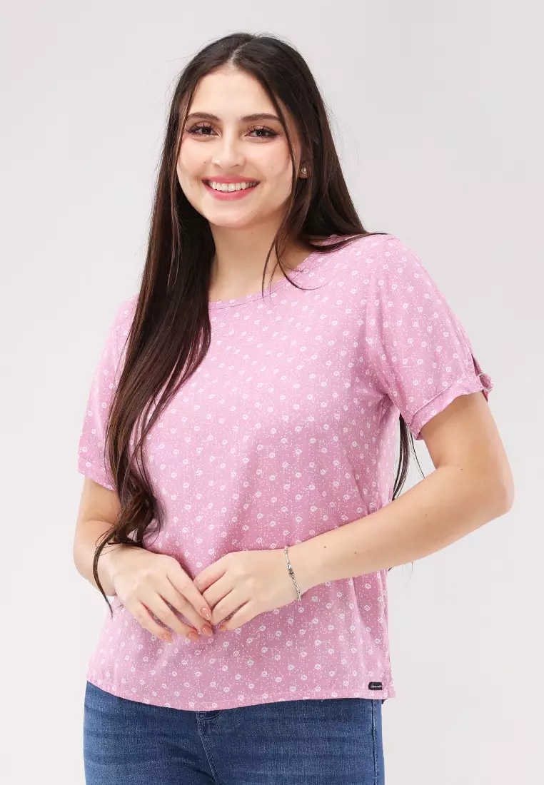 Woven Printed Rayon Short Sleeves Blouse