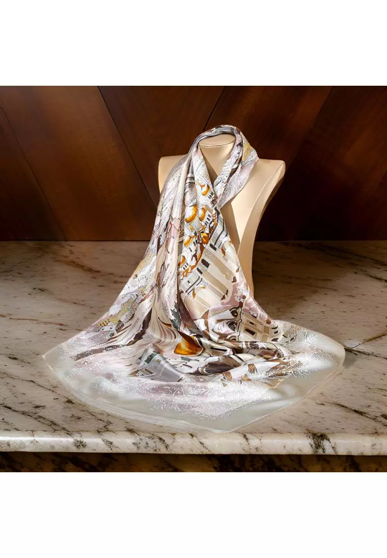 Luxury Silk Ladies' Large Scarf, Sun-Proof Crepe Satin, Premium Souvenir.