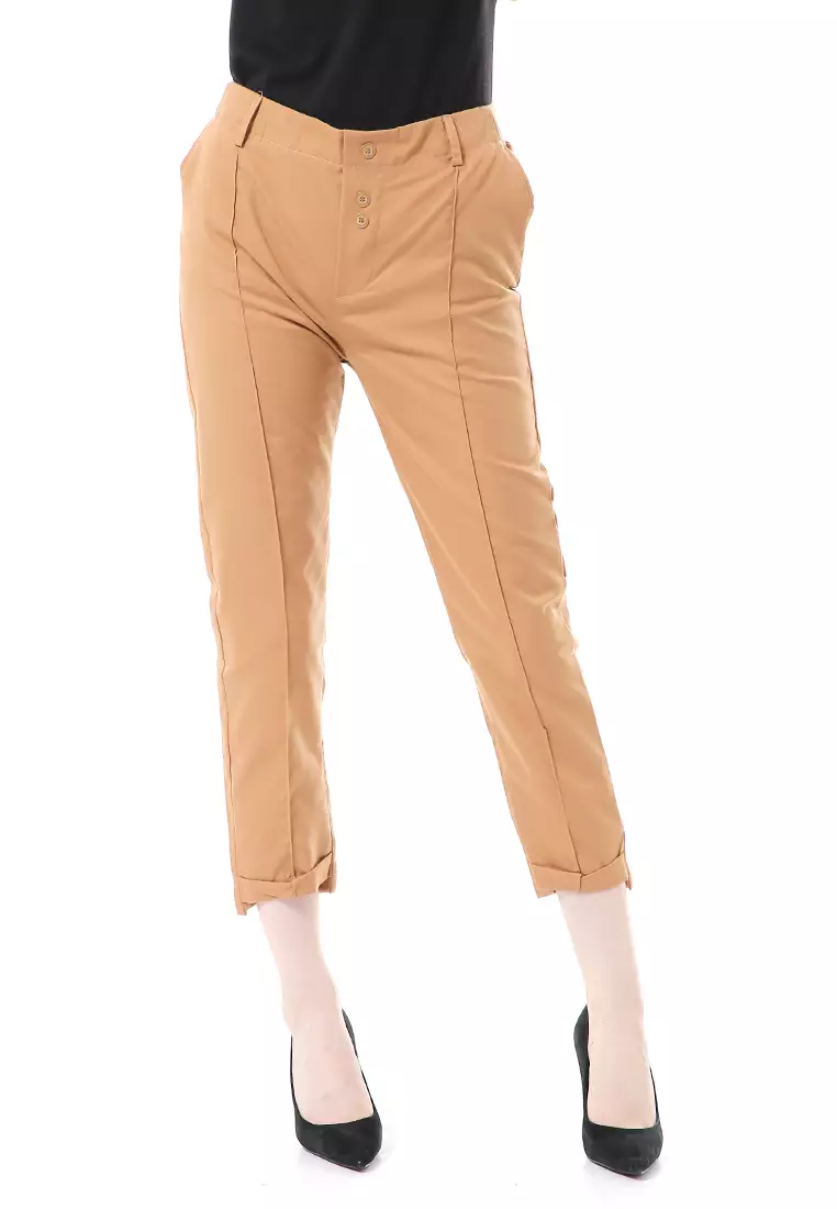 Vanya Baggy Pants Celana Panjang Lipit Premium Quality - Milo/Latte