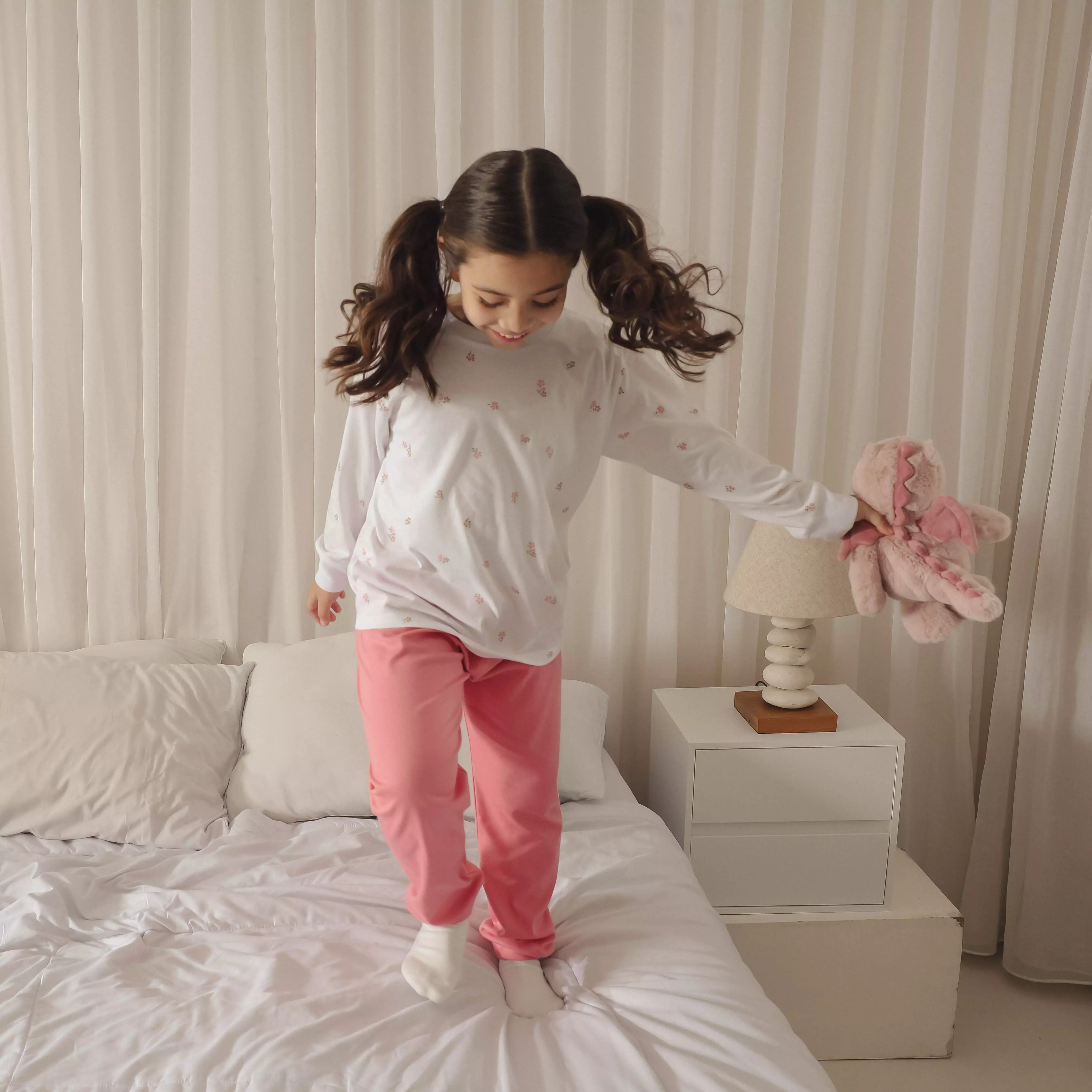 Pito Kids Set Piyama Panjang Anak Flora Dusty Pink 1-8 Tahun