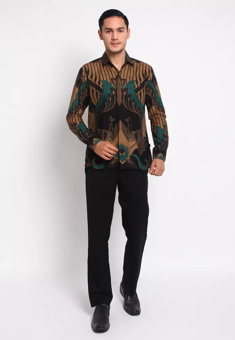 Kemeja Batik Pria Premium Slimfit Elegant Modern Lengan Panjang Baladewa Ijo