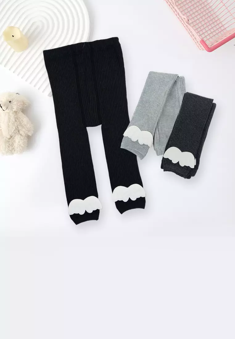 Celana Legging Bayi Anak Perempuan Rajut Cotton Knit Rib Motif Sayap Wings 3D Import 4323 Venrz Abu Tua