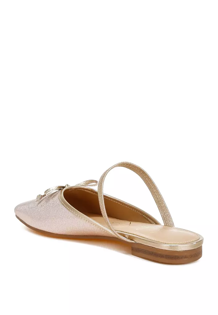 Sandal Balet Glitter Emas Sampanye