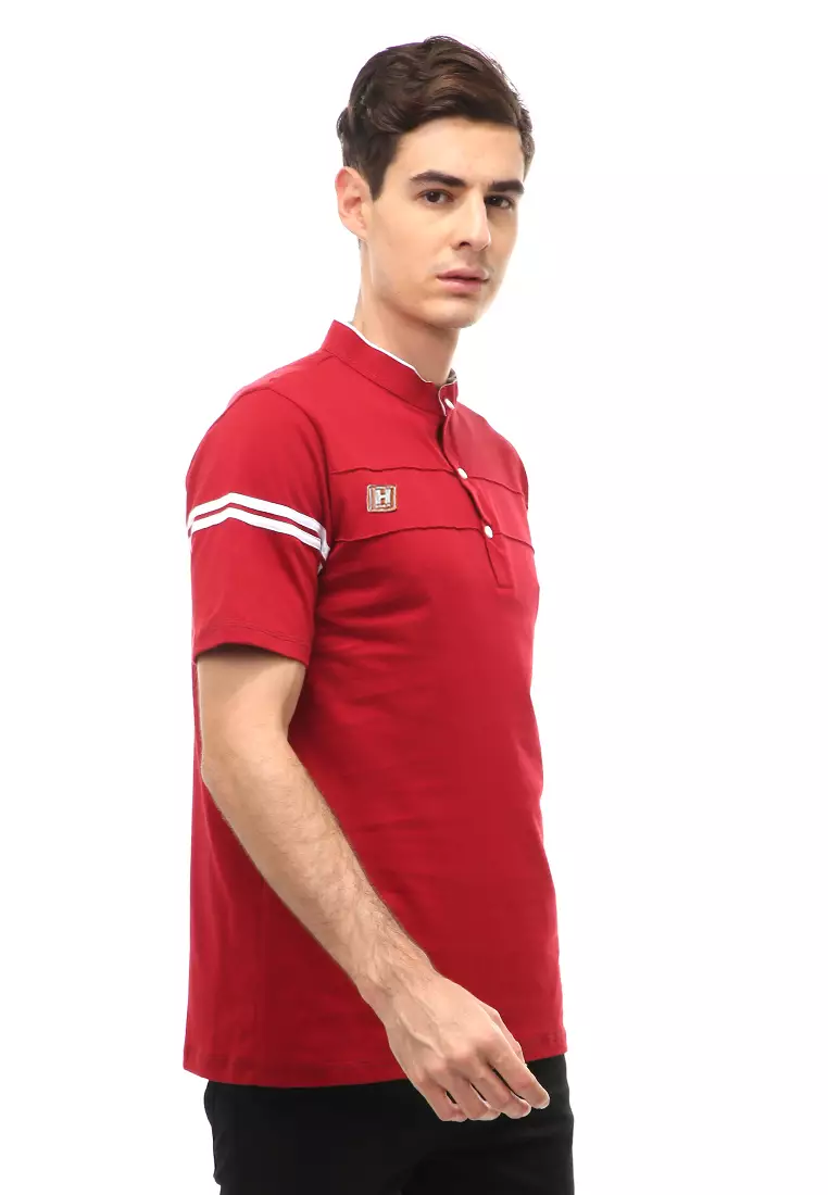 Jack Atasan Formal Kaos Polo Pria Kerah Sanghai Short Sleeve Material Cotton ORIGINAL - Maroon