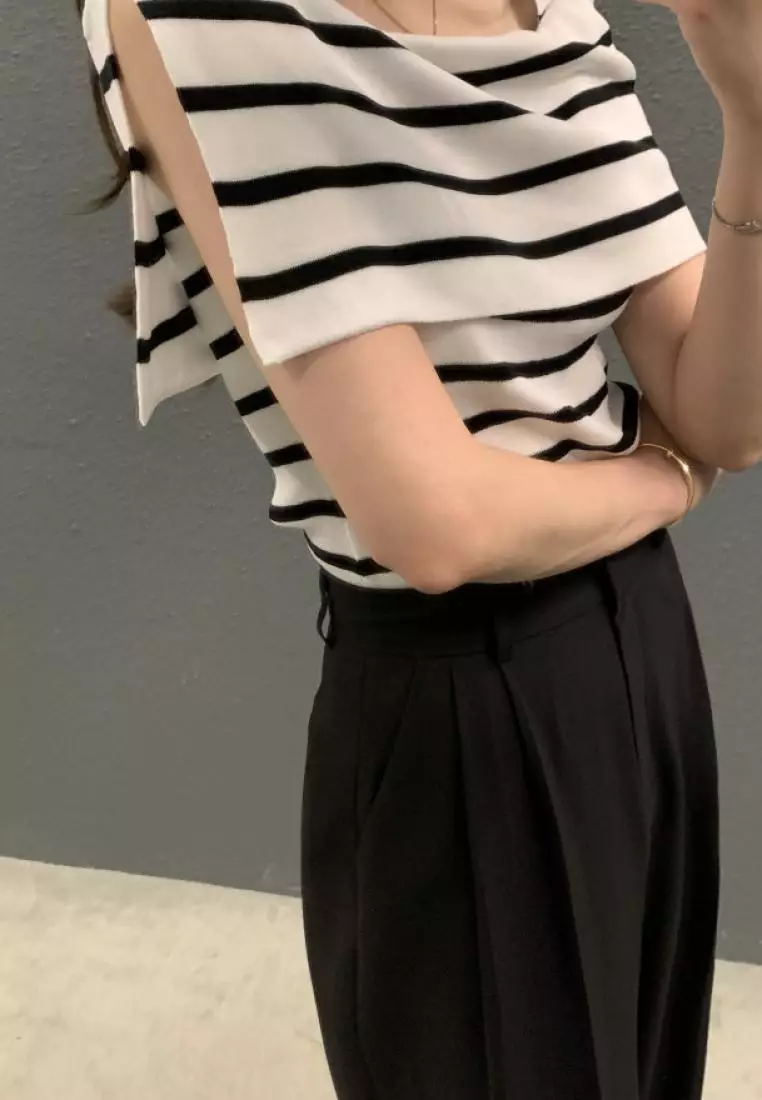 New summer sleeveless knitted women's T-shirt top K061801B/W
