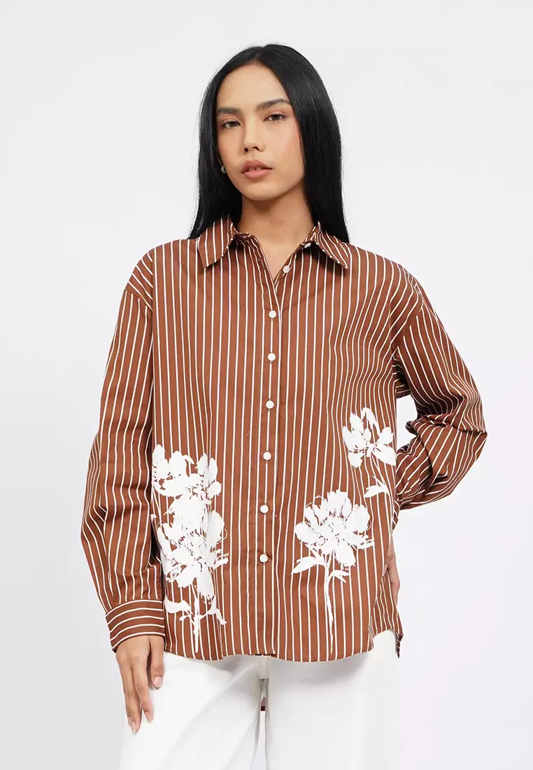 Stripes Shirt with Floral Details