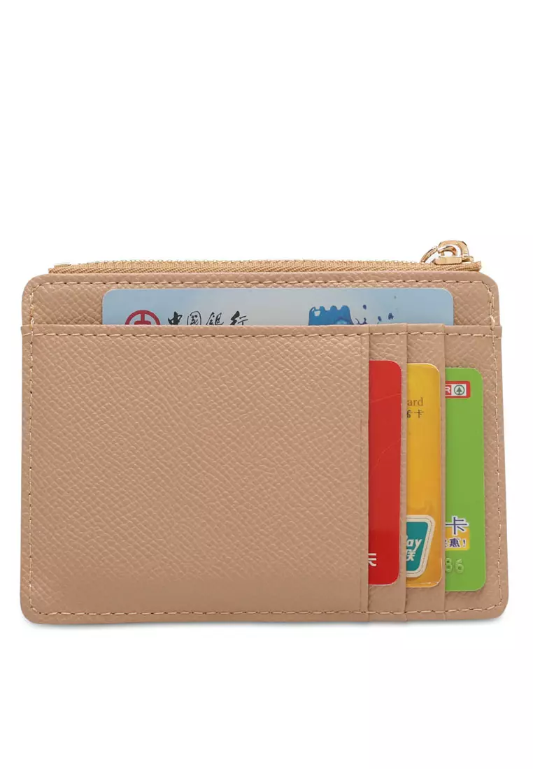 Women's Card Holder With Coin Compartment - Beige