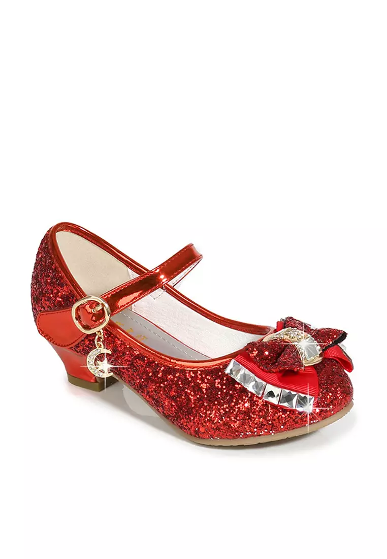 Sparkly Shoes Red Party Shoes Low Heel Stelle Girls Mary Jane