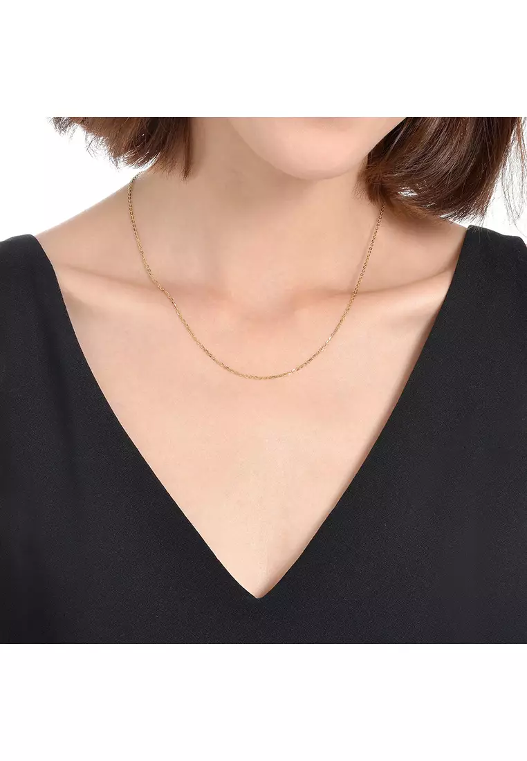 375/9K Gold Polo Chain Necklace R018 (1.10MM, 45CM)