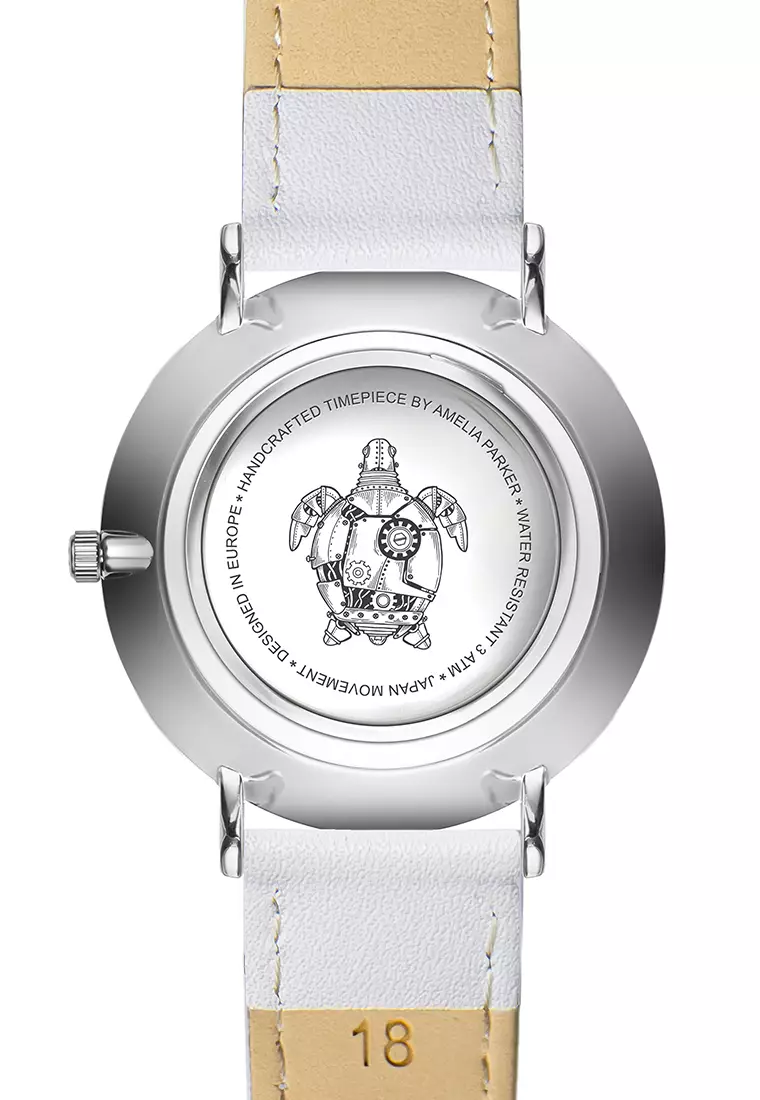 Amelia Parker Capsule Grey White Leather women watch