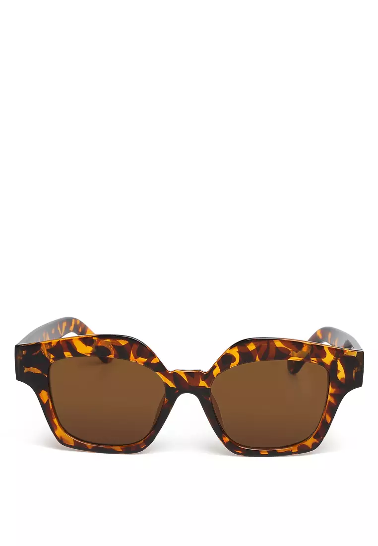 Tinted UV-Protected Square Sunglasses In Leopard Print