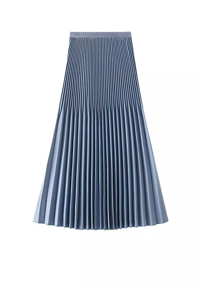 Elastic waist pleated maxi deals skirt