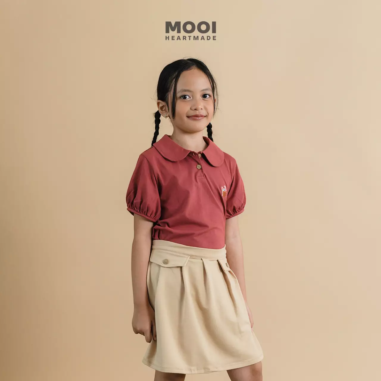Mooi Atasan Anak Perempuan Diora Top - Pink Peach