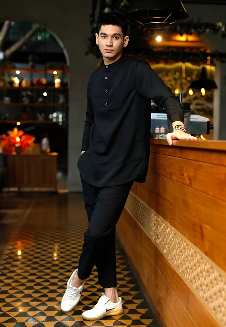 OXCON Kemeja Setelan Koko Kurta Moslem Wear Black