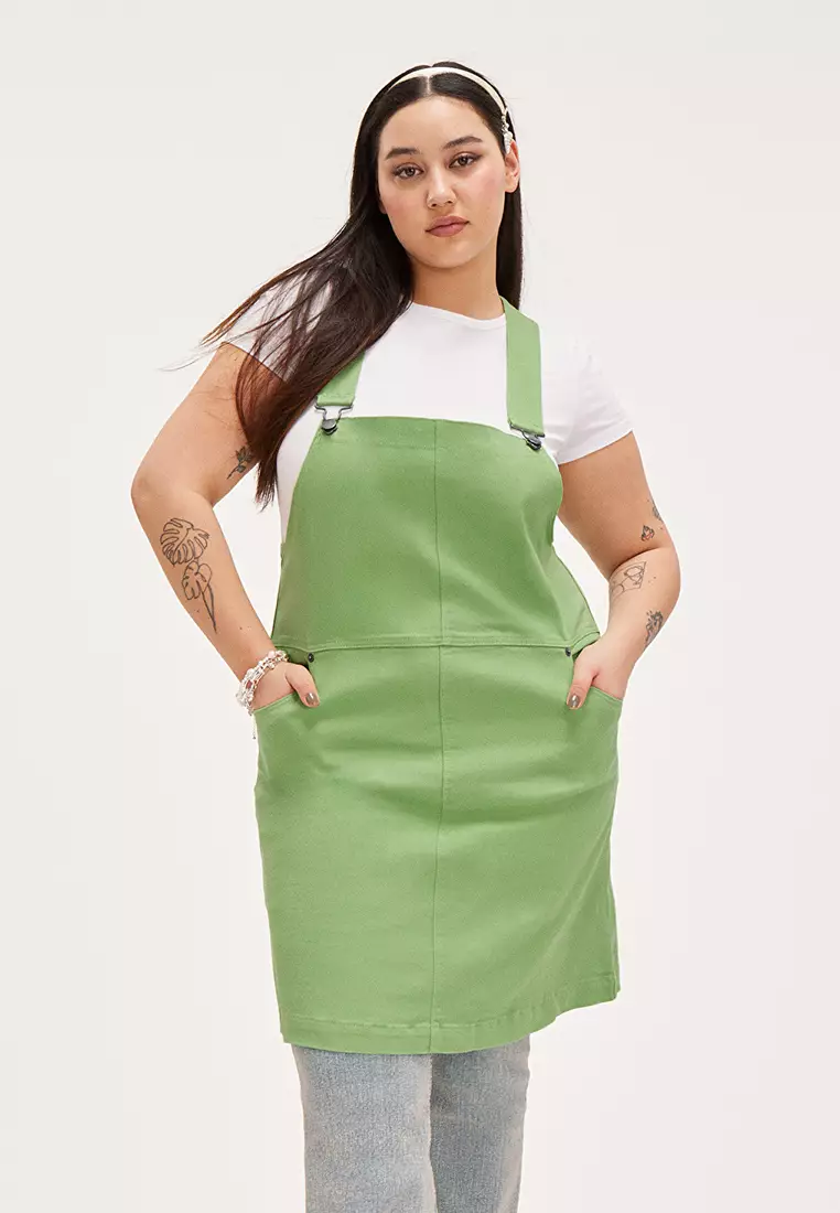 Knee length 2024 dungaree skirt