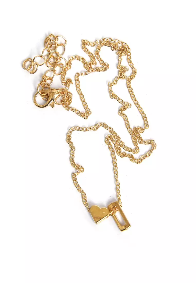 Kalung Rantai Huruf Pendant Necklace Perhiasan Wanita Premium Quality - Gold i