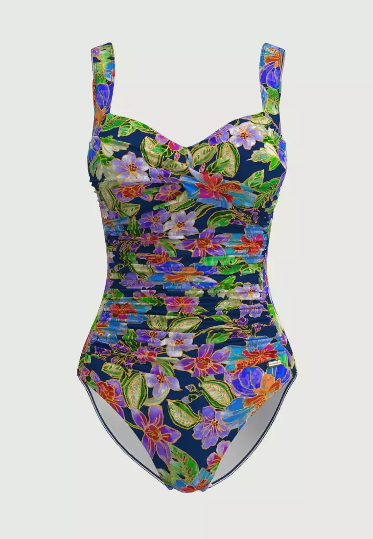 Tropadelic Island Navy Plus Cup Twist Front Onepiece