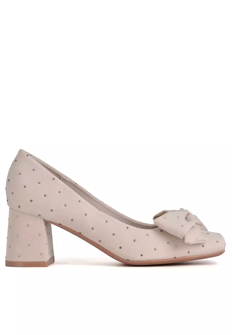 Discount on Twenty Eight Shoes  shoes - SKU: 5.5CM Rhinestone Bow Satin Pumps XJ6669-8