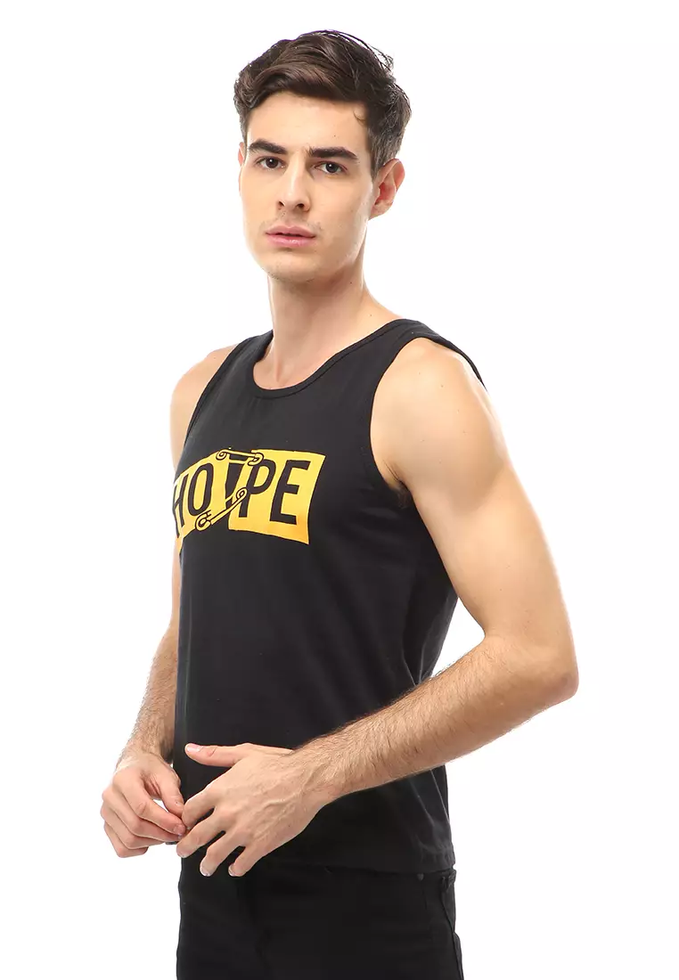 Agies Pakaian Dalam Pria Tank Top Singlet Hope Motive Material Cotton ORIGINAL - Gold