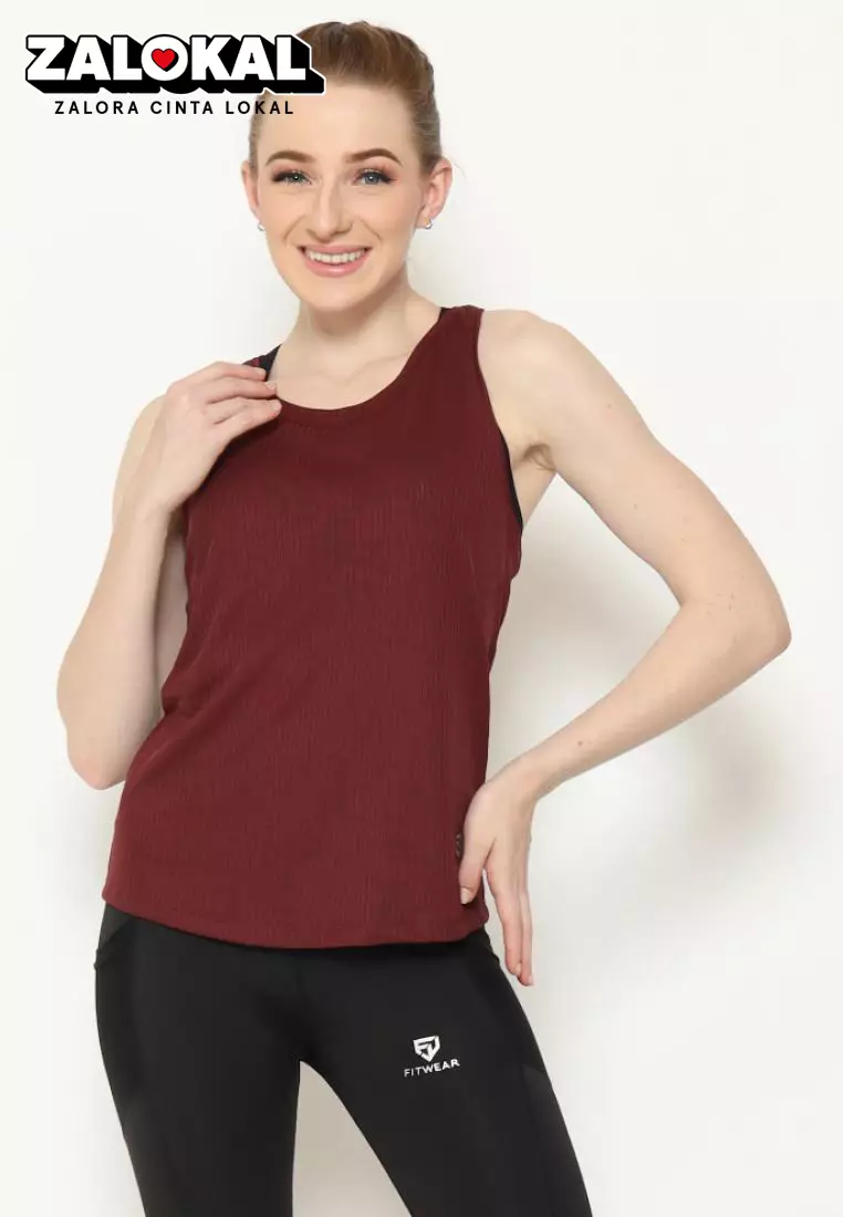 Fitwear - Tanktop Olahraga Wanita DANIELLE RIBB TANK - MAROON
