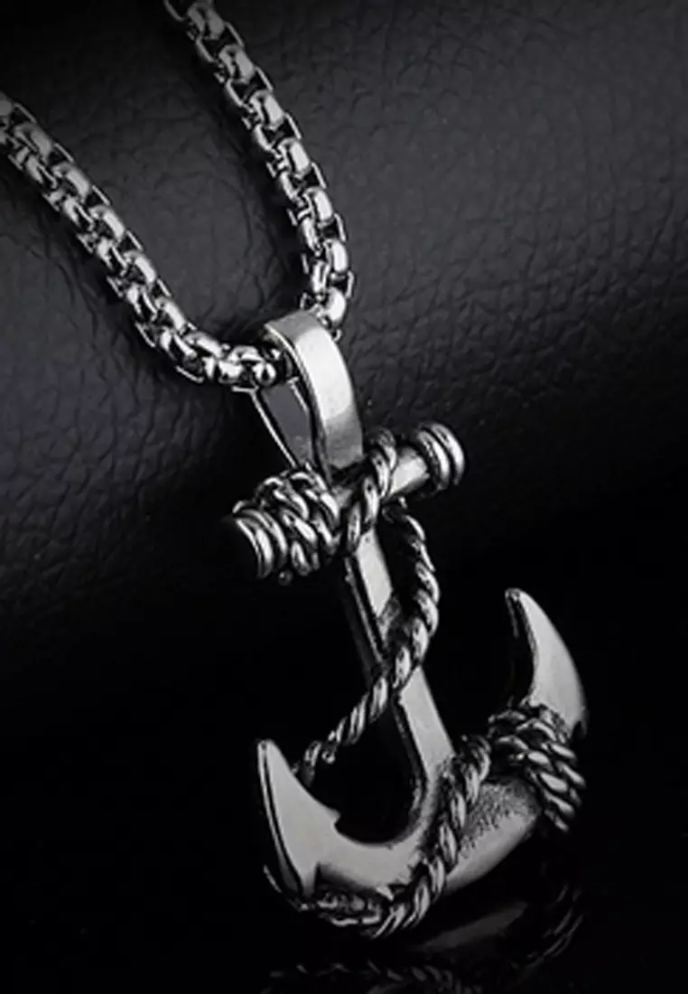 Mens top anchor necklace