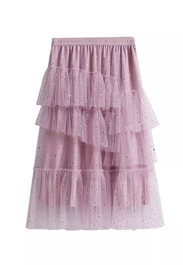 Ruffled Tutu Dress with Glitters Design