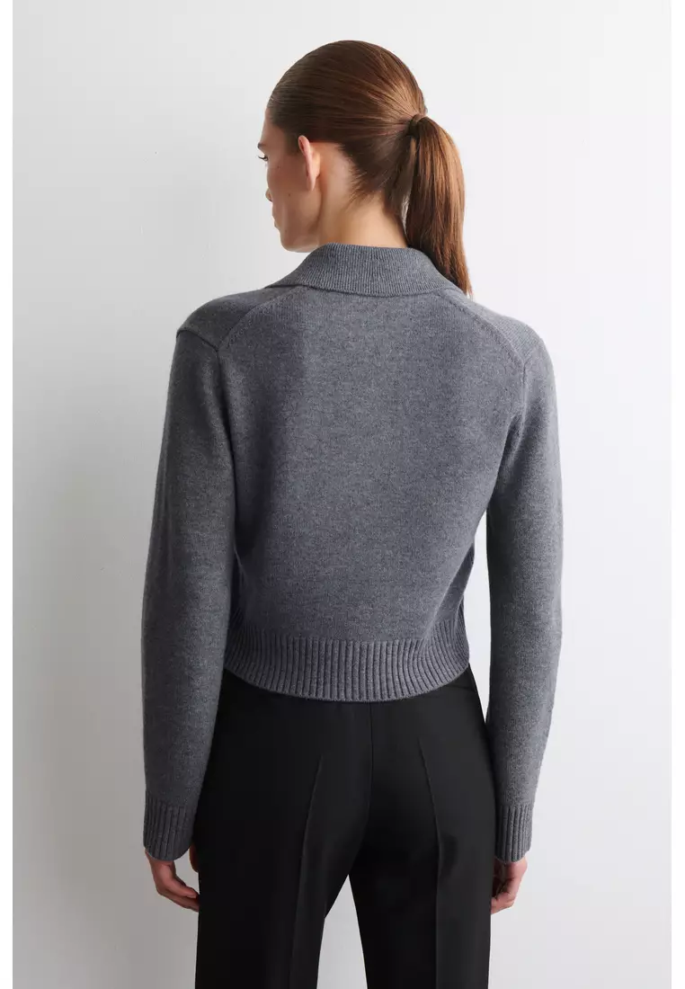 COLLARED MERINO WOOL CARDIGAN