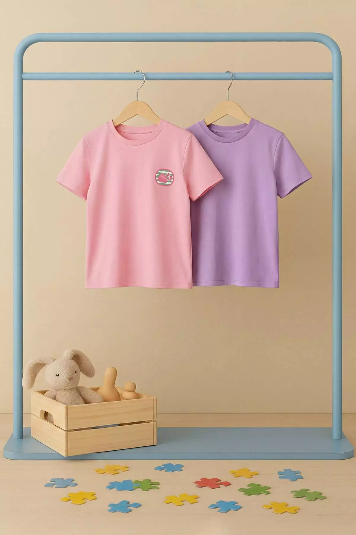 Lilac-Pink Printed Knitted T-Shirt Tkdss26Ts00027