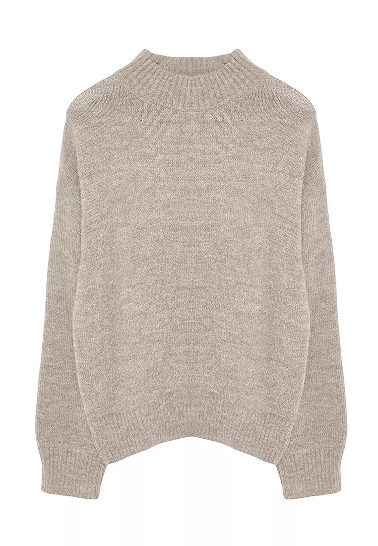 Stone Wide Pattern Crew Neck Knitwear Sweater TWOAW25KZ00168