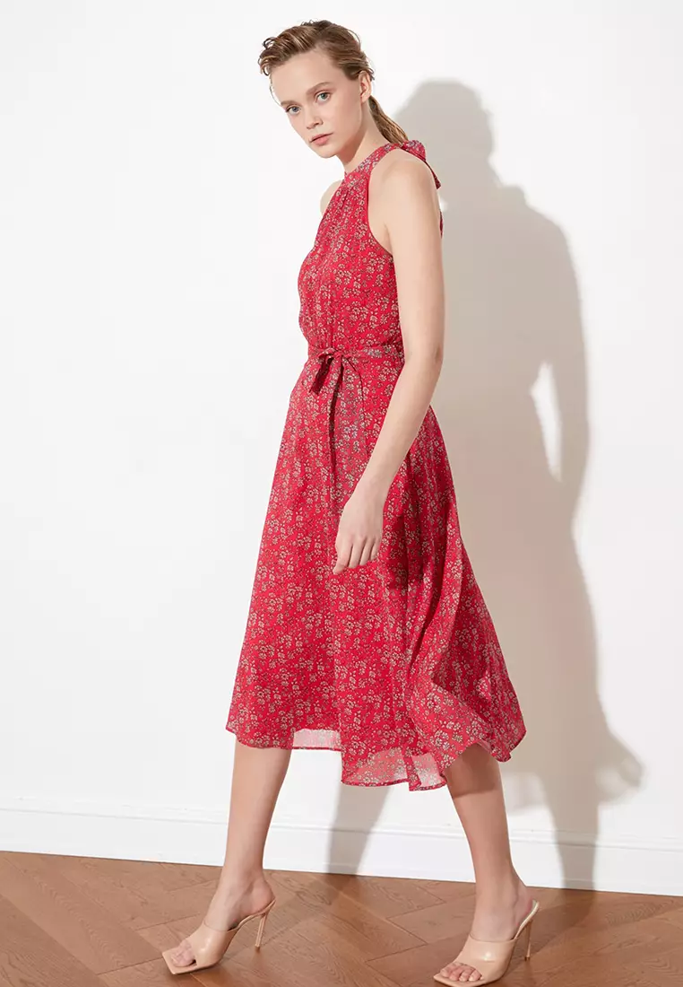 Belted Halter Neck Dress