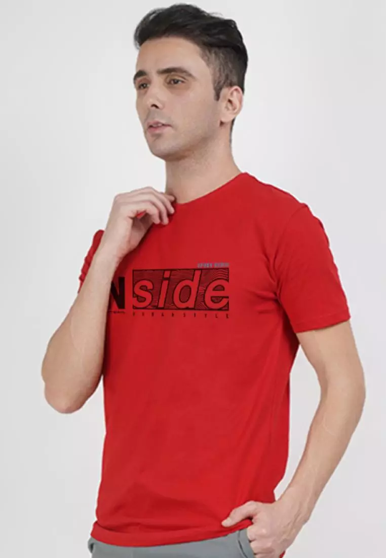 Inside Urbanstyle Graphic Red Cotton Short Sleeve Regular Fit T-Shirt