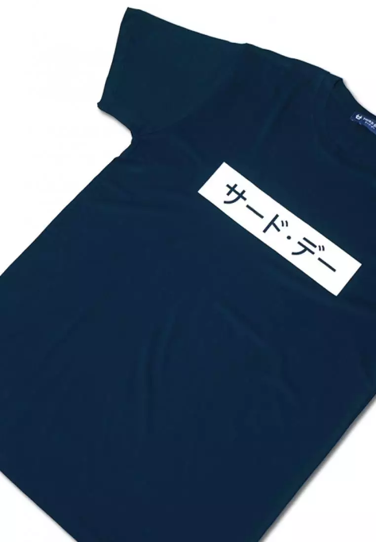MTG29 kaos pria simple jepang inverted katakana navy